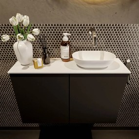 Mondiaz Fowy toiletmeubel 80cm urban met witte waskom rechts zonder kraangat