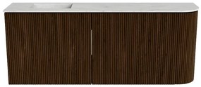 Mondiaz Joya DLux 100cm toiletmeubel ronding rechts walnut met wastafel faye links 1 kraangat opalo