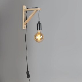 Wandlamp hout met zwart - Galgje