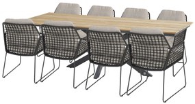 Taste by 4 Seasons Rhodos tuinset met Minerva tuintafel teak blad 280 x 95 cm SALE Tuinset   houtkleur weerbestendig