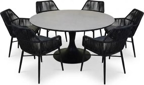 Flair Chianti dining tuinset 158xH75 cm 7 delig zwart rope