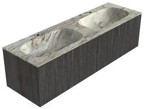 Mondiaz Kurve-dlux 150cm badmeubel shadow met 2 lades en wastafel stor small dubbel 2 kraangaten glace
