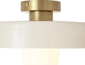 Retro plafondlamp brons met beige glas - Jina