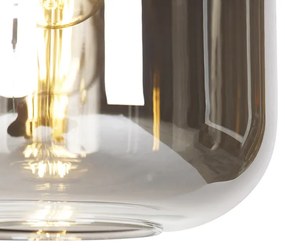 Smart hanglamp zwart met smoke glas 4-lichts incl. Wifi A60 - Zuzanna