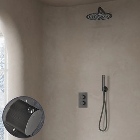 Saniclear Iron Stripes inbouw regendouche met 20cm hoofddouche en muurarm verouderd ijzer - gunmetal