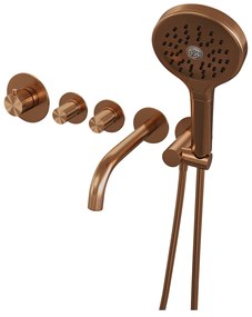 Brauer Stripe inbouw badkraan met 3 standen handdouche koper geborsteld PVD