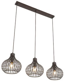 QAZQA Eettafel / Eetkamer Hanglamp bruin 3-lichts - Saffira Modern E27 Binnenverlichting Lamp