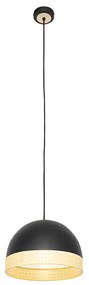 Oosterse hanglamp zwart met rotan 30 cm - Magna Rotan