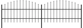 vidaXL Tuinhek met speren bovenkant (0,75-1)x3,4 m staal zwart
