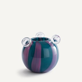 Vaas in handgeblazen glas met 3 bellen, H18 cm, Celis