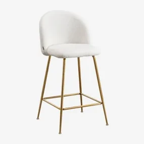 Kana Design Hoge Kruk In Schapenvacht White & ↑65 Cm & Goud - Sklum