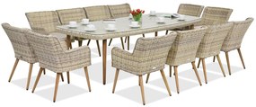 Exclusieve dining tuinset met grote tafel Córdoba voor 12 personen Garden Point zandkleur
