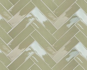 Wandtegel visgraat groen Tebe Vintage 30x7,5cm olive glans