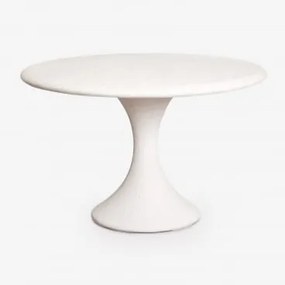 Ronde Tuintafel Ø120 Cm In Cement Eloria Wit - Sklum
