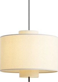 Japandi hanglamp zwart met witte linnen kap 50cm - Rieu