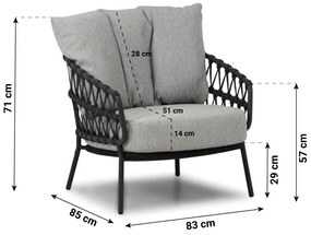 Loungestoel Aluminium/wicker Grijs-antraciet 4 Seasons Calpi