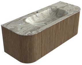 Mondiaz Kurve-dlux 120cm badmeubel ronding links/rechts dusk met 1 lade en 2 deuren en wastafel big small midden 1 kraangat glace