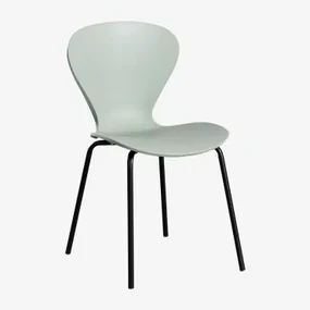 Set Van 4 Stapelbare Eetkamerstoelen Uit Celadon & Zwart - Sklum