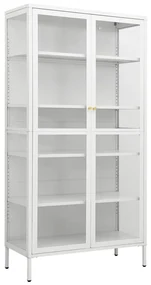 vidaXL Vitrinekast 90x40x180 cm staal en gehard glas wit