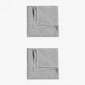 Pack Van 2 Servetten Van Linnen En Katoen Karepa Blauwe Mist - Sklum