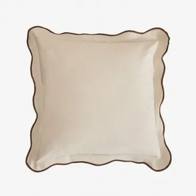 Vierkant Kussen 45x45 Cm Van Katoen Kovey Koffiebruin - Lichtbeige - Sklum