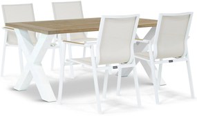 Tuinset 4 personen 180 cm Aluminium/textileen Wit Lifestyle Garden Furniture Fiora/Cardiff
