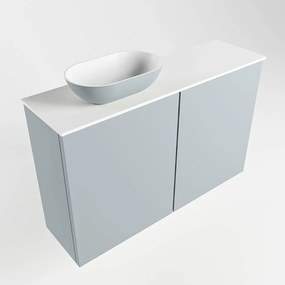 Mondiaz Fowy toiletmeubel 80cm clay met lichtgrijze waskom links zonder kraangat