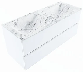 Mondiaz Vica DLux badmeubel 120cm talc 2 lades met wastafel glace dubbel zonder kraangat