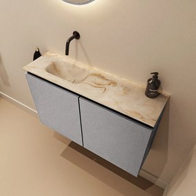 Mondiaz Ture DLux toiletmeubel 80cm plata met wastafel frappe links zonder kraangat