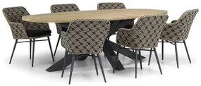 Tuinset 6 personen 240 cm Wicker Zwart Lifestyle Garden Furniture Crossway/Brookline