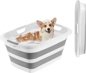 VEVOR Opvouwbaar Hondenbad 34L, Draagbaar Huisdierenbad gemaakt van PP &amp; TPR, Huisdierenbad voor het Baden en Verzorgen van Kleine Honden en Katten tot 9 kg, Multifunctionele Wasmand/Opbergmand, Grijs &amp; Wit