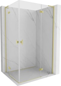 Mexen Mist-H L Duo draaideur-douchecabine rechts 70 x 100 cm, transparant, geborsteld goud - 8A5L-070L-100P-55-00