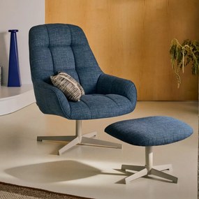 Kave Home Jaspe Fauteuil Voetenbankje Blauw