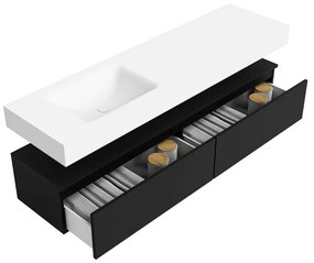 Zaro Alan badmeubel 170cm urban 2 lades met vrijhangende wastafel cloud links 1 kraangat talc
