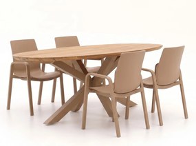 + 10% kassakorting | Diningset Hartman | 4 personen teakhout | Tuinset stapelbaar | 5-delig | Kees Smit Tuinmeubelen