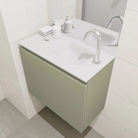 Mondiaz Olan 60cm toiletmeubel army met wastafel talc rechts 1 kraangat