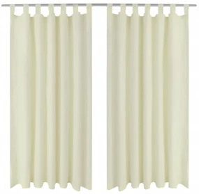 vidaXL Micro-Satijnen Gordijnen met Ringen 140 x 245 cm 2 stuks (Creme)
