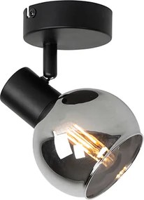 Art Deco spot zwart met smoke glas - Vidro