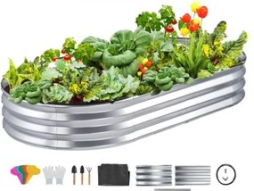 VEVOR verhoogde plantenbak bloembak tuinbak terrasmoestuin tuinbed plantbed zilver 180x90x30cm gegalvaniseerd metaal ideaal voor het kweken van groenten, fruit, kruiden, enz.
