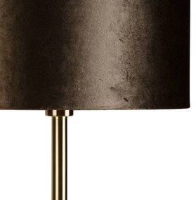 Vloerlamp messing met velours kap bruin 40cm - Simplo Klassiek / Antiek, Modern E27 rond Binnenverlichting Lamp