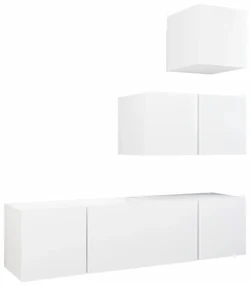 vidaXL 4-delige Tv-meubelset spaanplaat wit