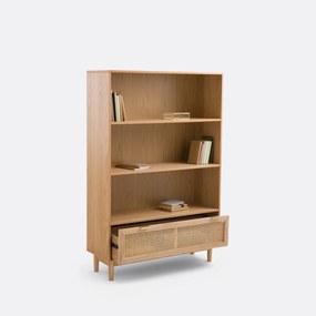 Boekenkast, fineereik en rotan, Loris