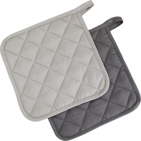 10-delig SET - Pannenlappen 20x20cm - handige ophanglus - 6x antraciet - 4x grijs