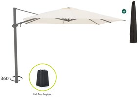 Parasol Shadowline Austin | Inclusief hoes | Vierkant | 300x300cm | Met draaihendel | Wit | Kees Smit Tuinmeubelen