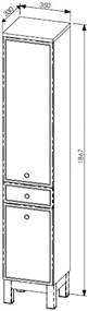 Comad Samoa 800 FSC staande kolomkast 35x33x187cm eiken/wit