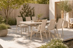Tuinset 6 personen 220 cm Aluminium Zand/Beige Lifestyle Garden Furniture Ultimate/Belluno