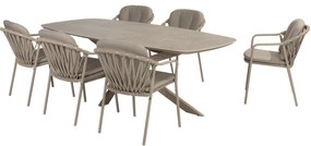 Manitoba Prado dining tuinset 240x105xH75 cm 7 delig latte met keramisch deens ovaal blad Taste 4SO