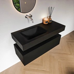 Zaro Alan badmeubel 110cm urban 1 lade met vrijhangende wastafel cloud links zonder kraangat urban