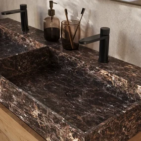 Muebles Murcia badmeubel ribbelfront 120cm eiken met Dark Emperador wastafel zonder kraangaten