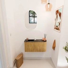 Mondiaz Joya DLux 80cm toiletmeubel ronding rechts oak met wastafel faye links 1 kraangat lava